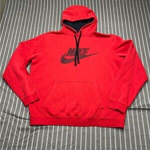Nike Sweater Mens Large Red Hoddie Long Sleeve Graphic Print Pullover